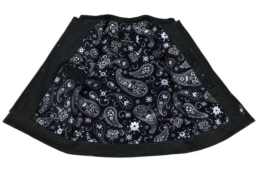 Bikerweste Iron Road – Denim & Leather Black