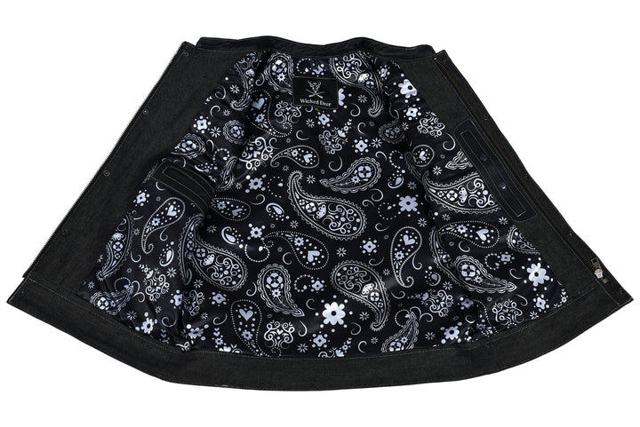 Bikerweste Iron Road – Denim & Leather Black