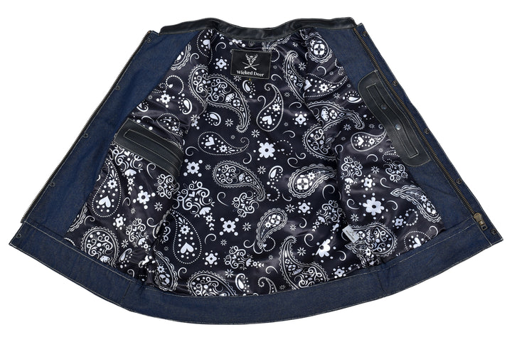 Bikerweste Iron Road – Denim & Leather Blue