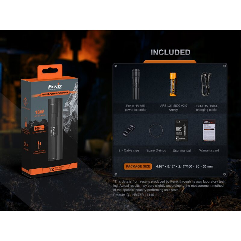 Fenix ARB-LP21 Akkufach mit 5.000mAh Akku u.a. für Fenix HM75R SE Stirnlampe