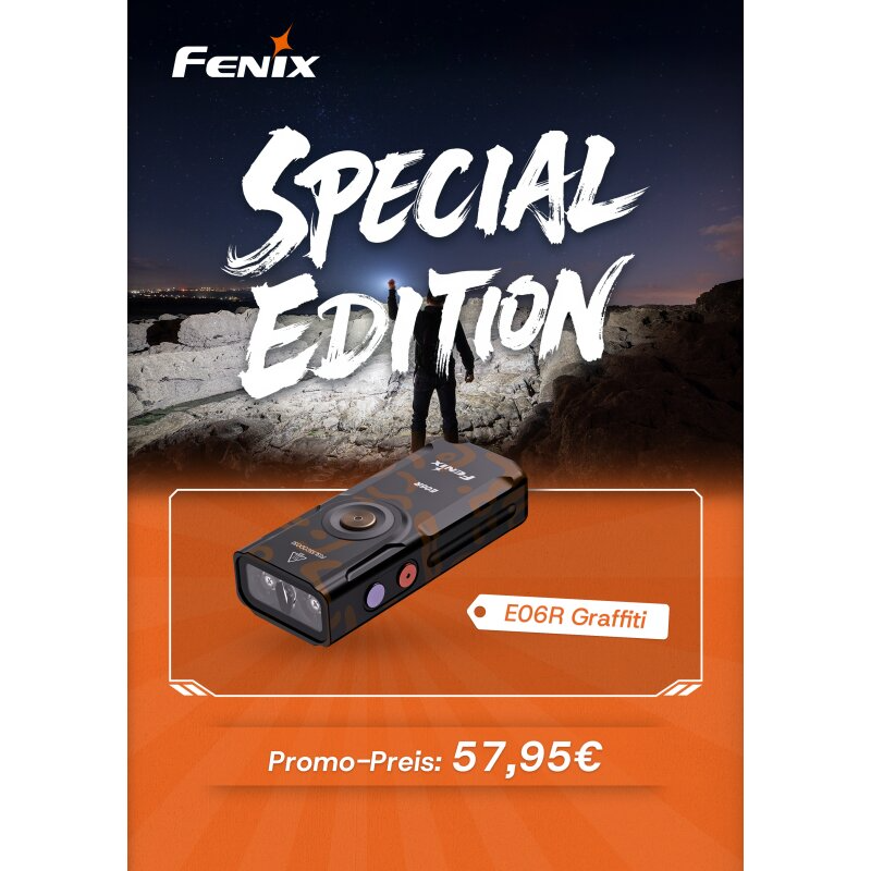 Fenix E06R Schlüsselbundleuchte Weißes+UV+Laser Licht Graffiti