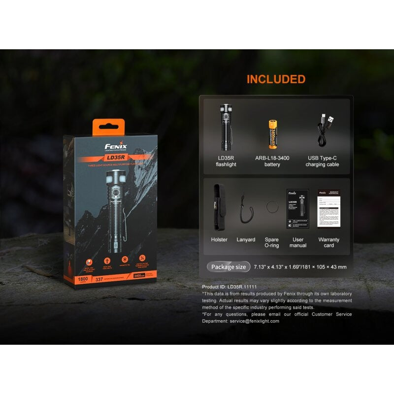 Fenix LD35R LED Taschenlampe mit weiß, rot und blau - Licht