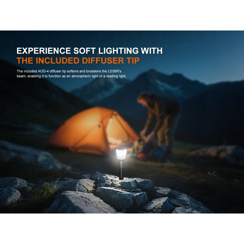 Fenix LD36R LED Taschenlampe mit weiß, rot, orange, pink,blau, lila und grünem Licht