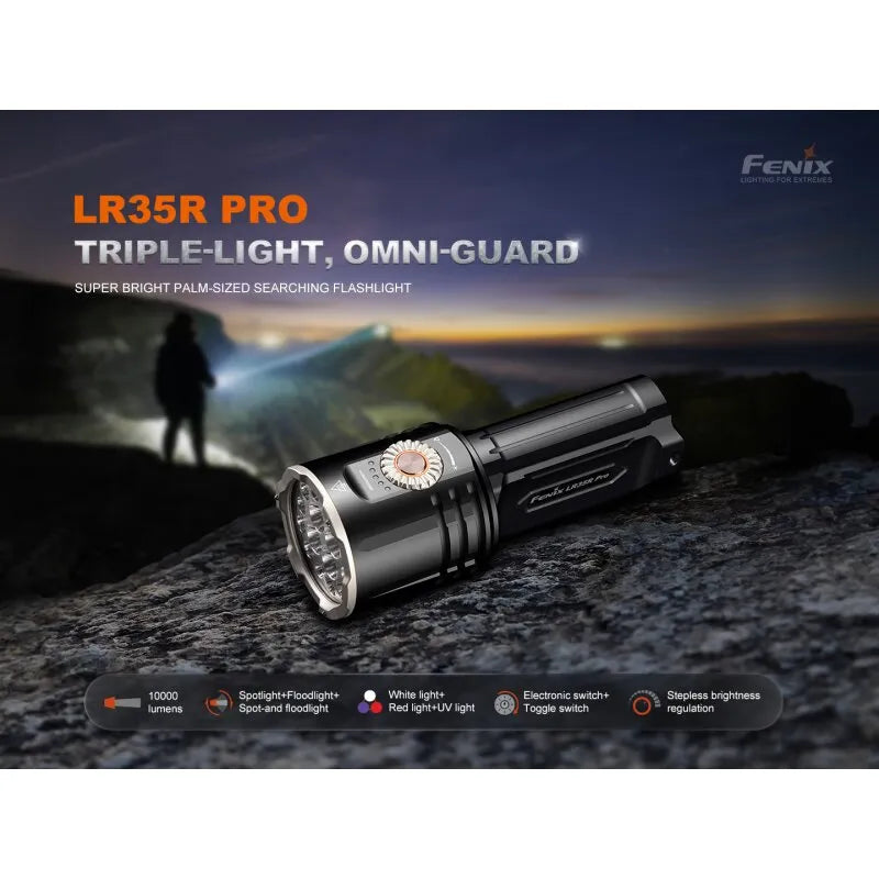 Fenix LR35R Pro LED Taschenlampe mit weiß, rot und UV-Licht