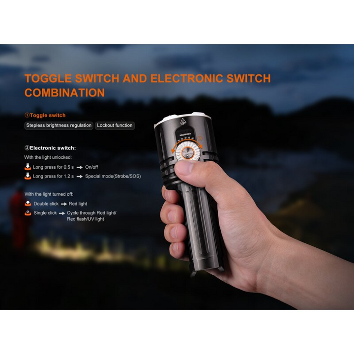 Fenix LR35R Pro LED Taschenlampe mit weiß, rot und UV-Licht