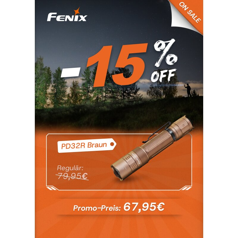 Fenix PD32R LED Taschenlampe mit USB Anschluss Braun