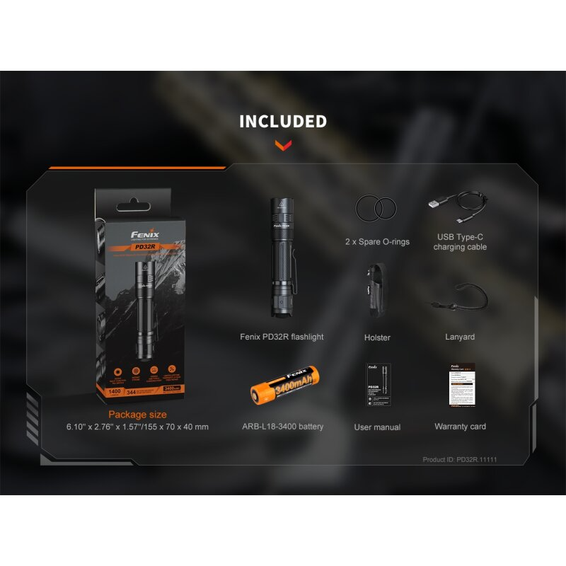 Fenix PD32R LED Taschenlampe mit USB Anschluss