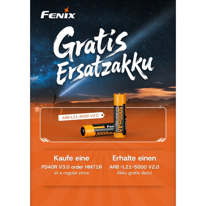 Fenix PD40R V3.0 LED Taschenlampe + 2x ARB-L21-5000 V2.0