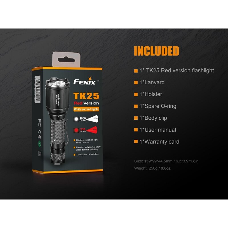 Fenix TK25Red rote und weiße LED Taschenlampe