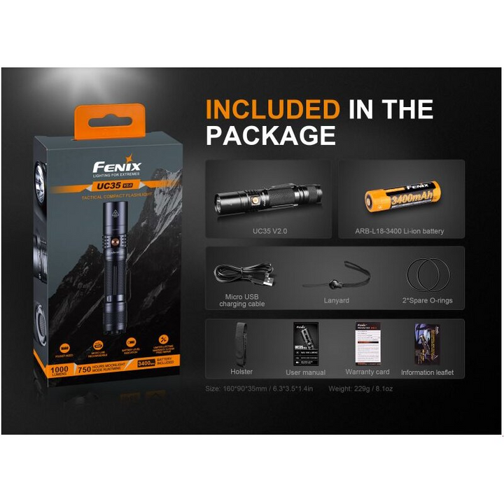 Fenix UC35 V2.0 LED Taschenlampe mit USB Anschluss