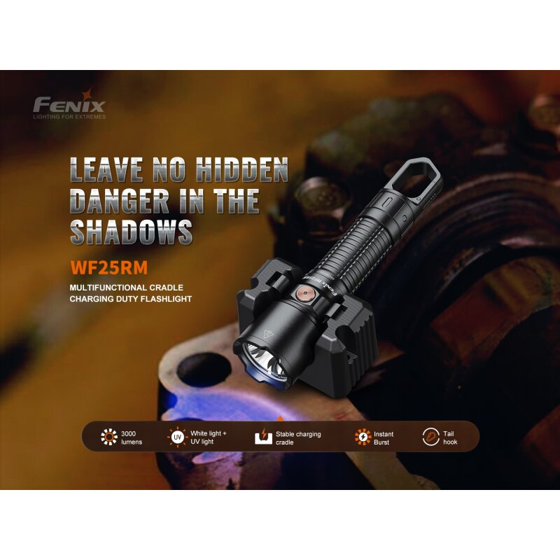 Fenix WF25RM LED Taschenlampe mit weißem & UV Licht u. Ladestation