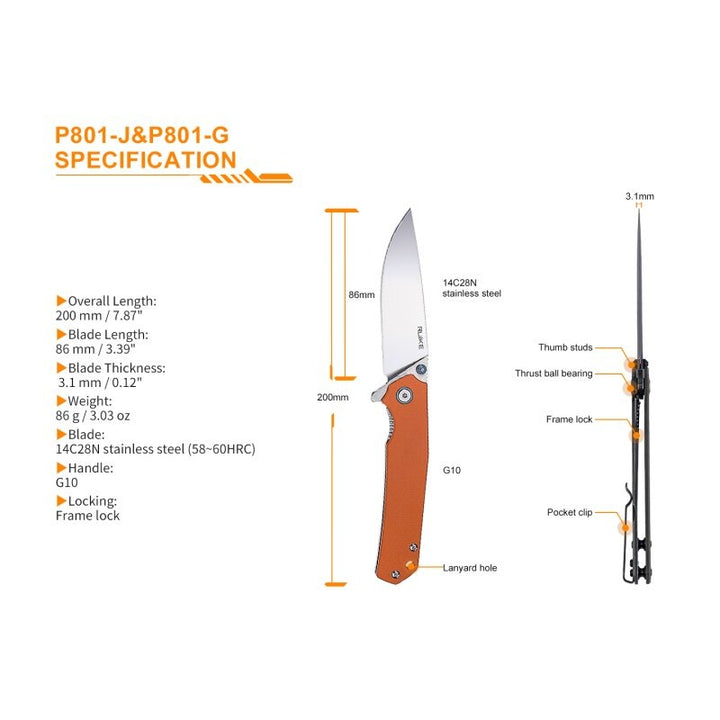 Ruike Messer P801-G (grün)